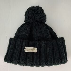 Neff casual cable knit streetwear winter beanie w/ pom pom womens OS